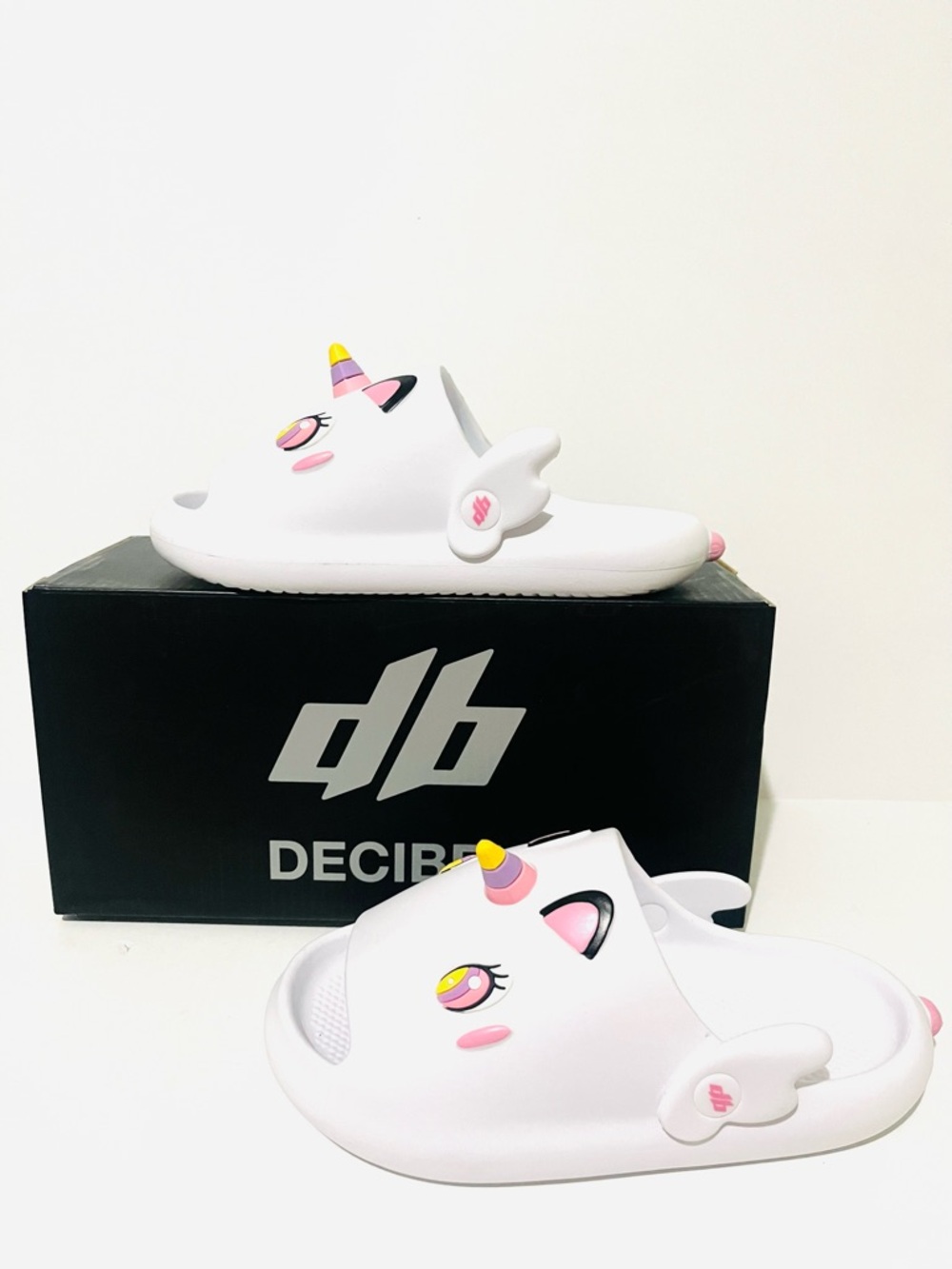 Kids White Unicorn Clog - Cute Pink & Yellow Accents